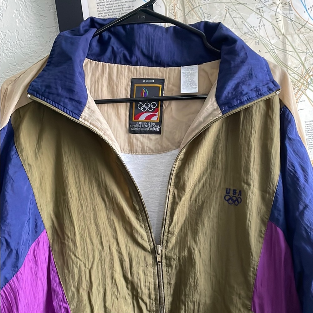 USA Olympic Colorblock Windbreaker Jacket